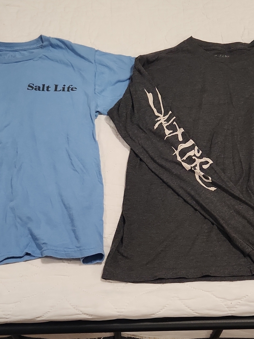 Salt Life Light Blue Short Sleeve and Charcoal Long Sleeve Tee Set